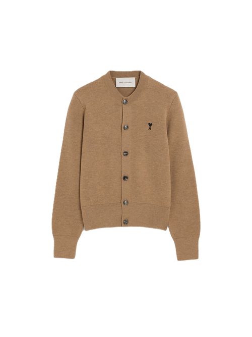 quota crewneck cardigan  ami de coeur Ami Paris | FKC361.001A335HEATHERCAMEL/BLACK